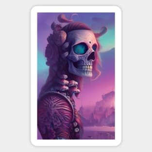 Western Midevil Skeleton Warrior Art Sticker